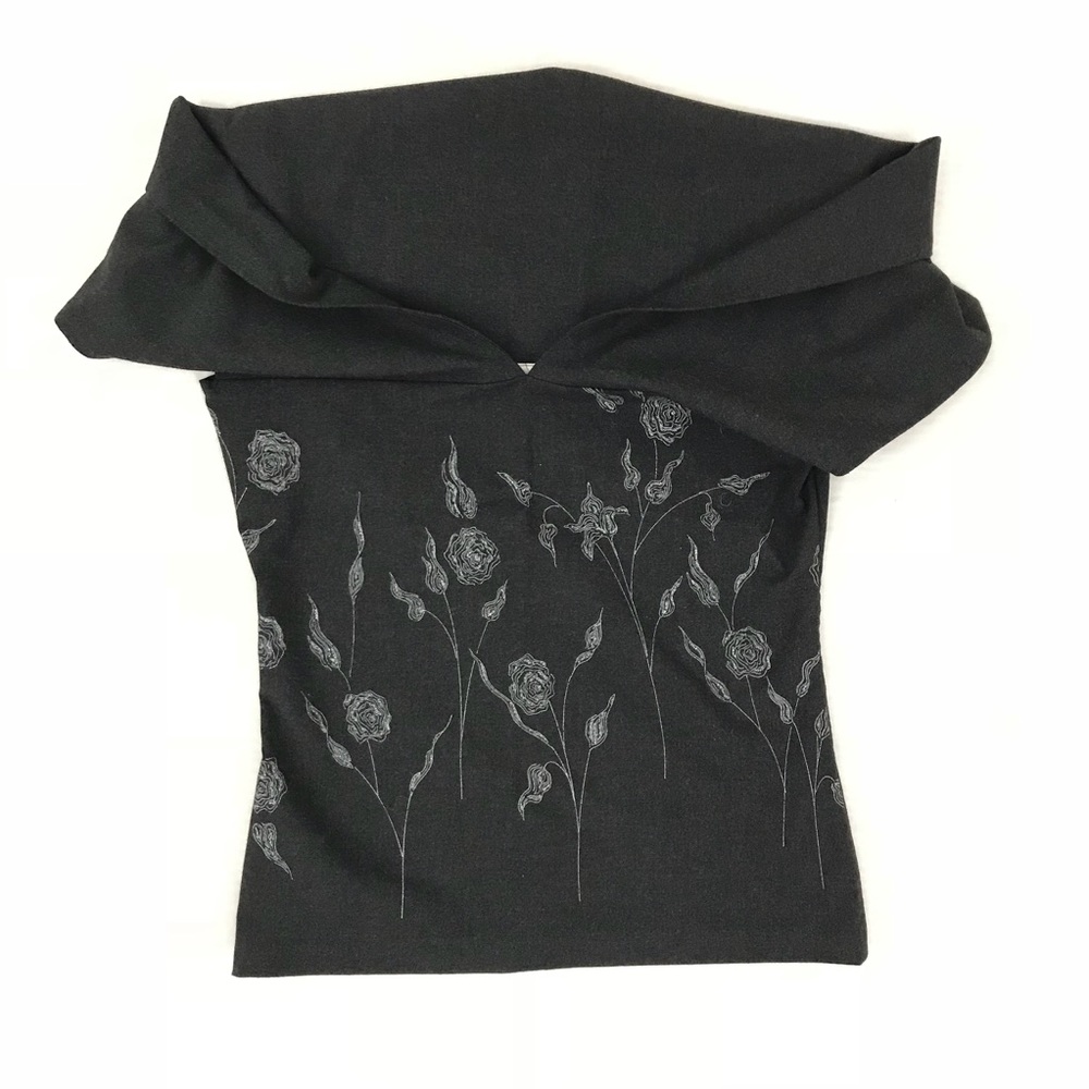 Fortunate Gray Top with Foldover Neckline Size M - Picture 2 of 5